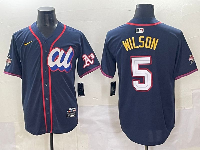 Men 2025 Oakland Athletics #5 Wilson Drak Blue All star Nike MLB Jersey style 1->oakland athletics->MLB Jersey